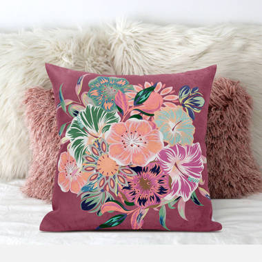 Pink floral outdoor online pillows